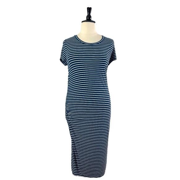 Time and Tru Maternity Dress Tee Shirt Midi Blue Stripe Women’s Size Large 12/14 - Picture 1 of 12